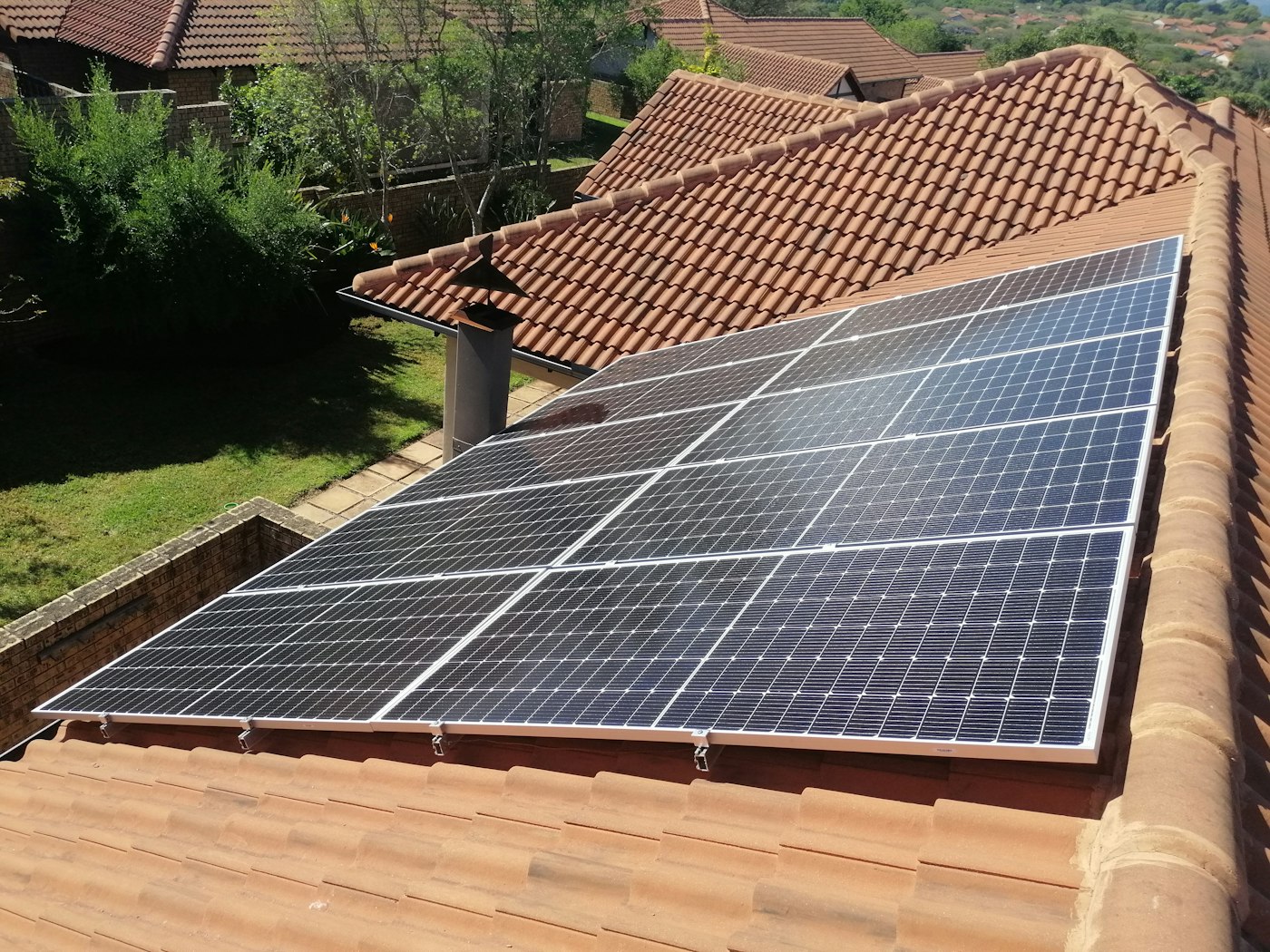 Solar modules on a rooftop
